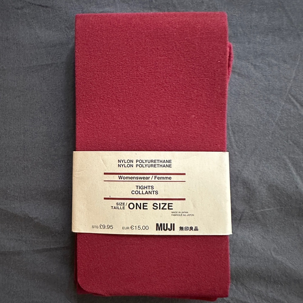 Muji Tights muted cherry red one size new in packaging